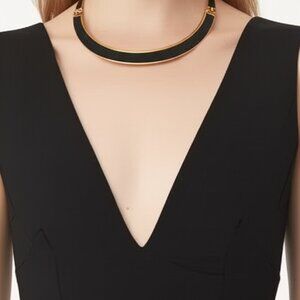 Anne Klein Black Gold Collar Necklace - Bold Designer Vintage Jewelry - Estate